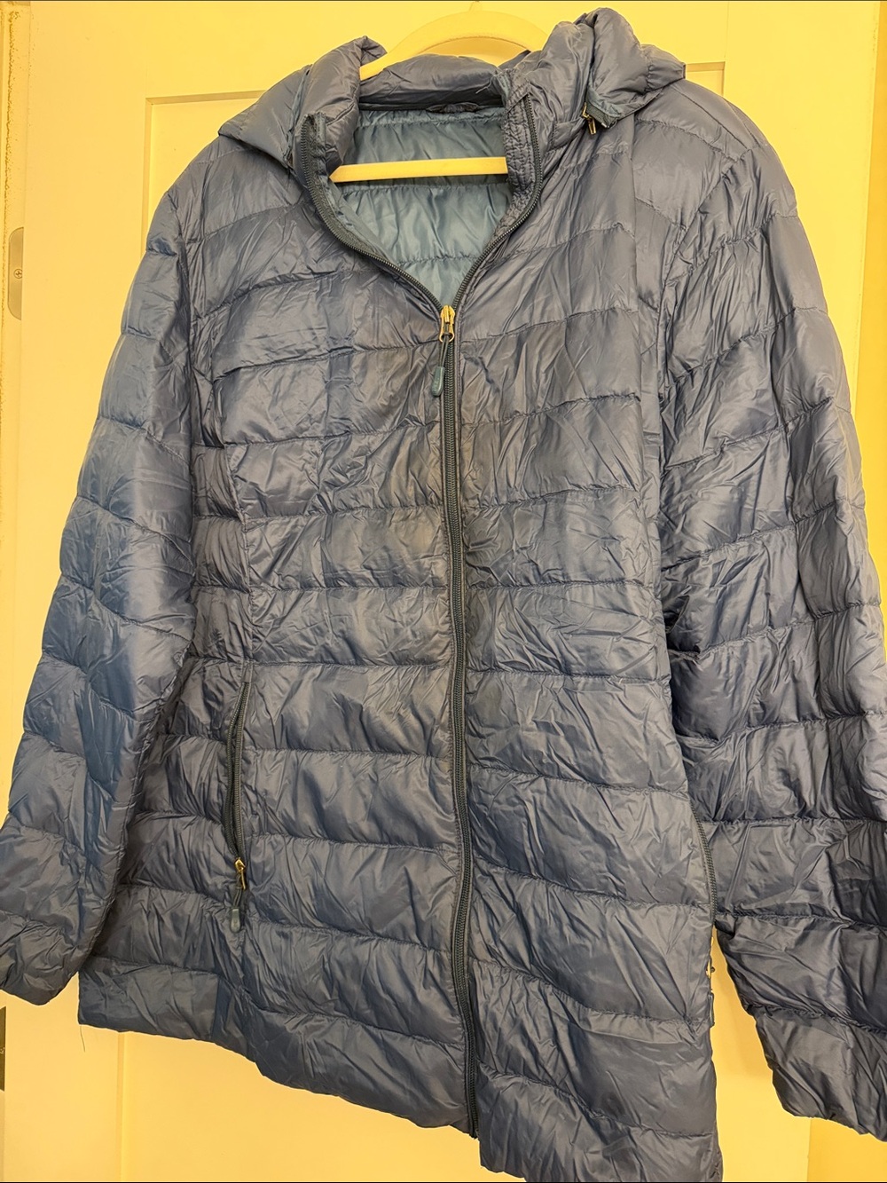 Women’s Blue Plus Size Puffer Jacket with Hood